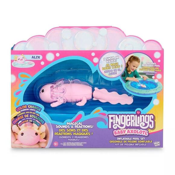NEW Fingerlings Interactive Baby Axolotl with Inflatable Pool, Alix - Pink - Picture 1 of 1